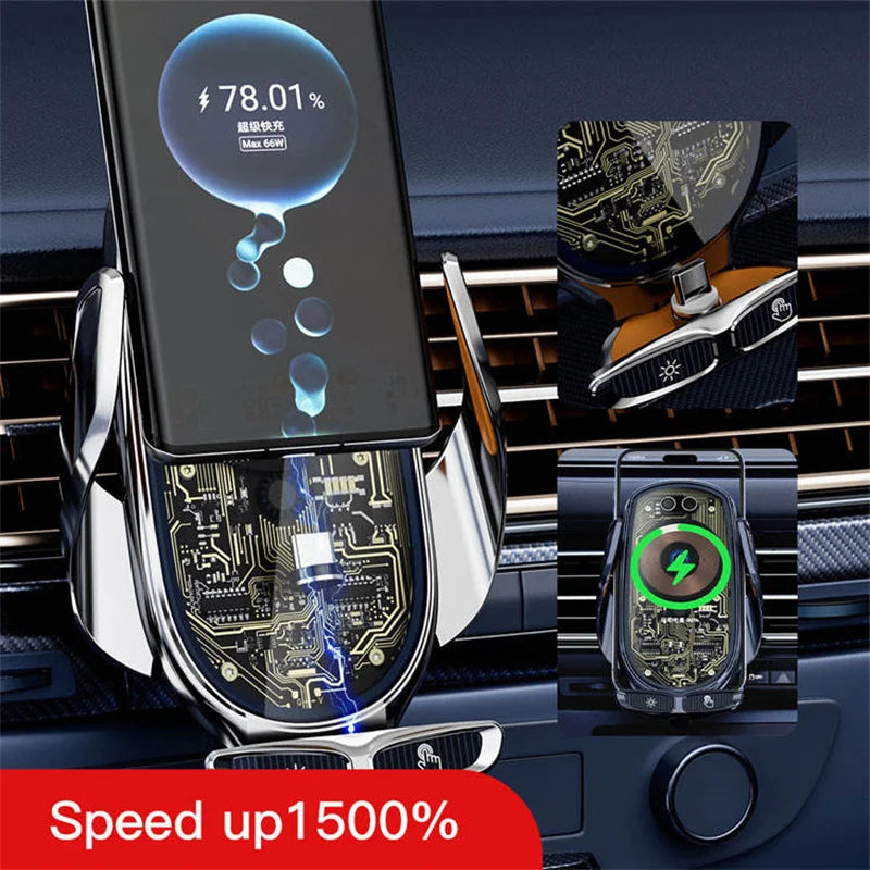2023 New V6 High Quality Punk Style Fast Wireless Charging Mobile Phone Holder Mobile Installation Mobile Phone Charger 66W