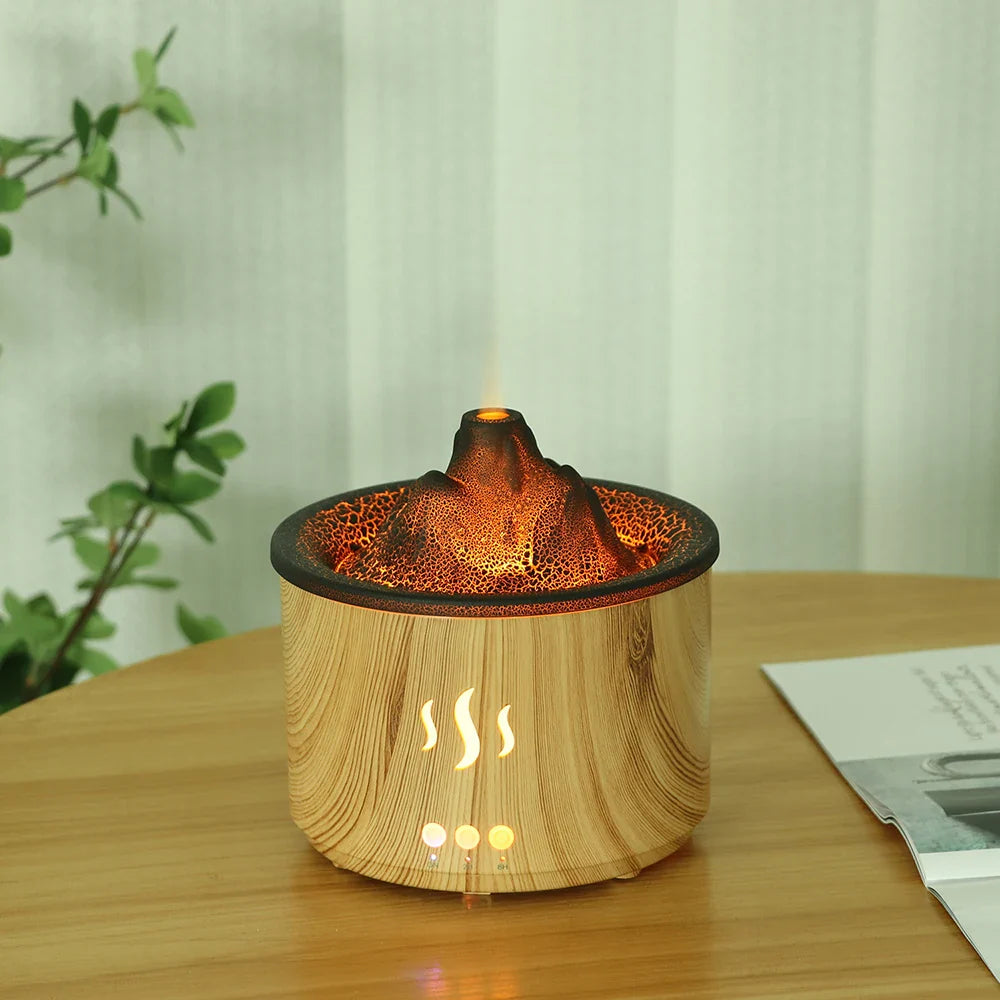 Flame Volcano Humidifier Aroma Diffuser Ultrasonic Mist Maker Fogger LED Essential Oil 500ml Home Diffuser With Remote Control
