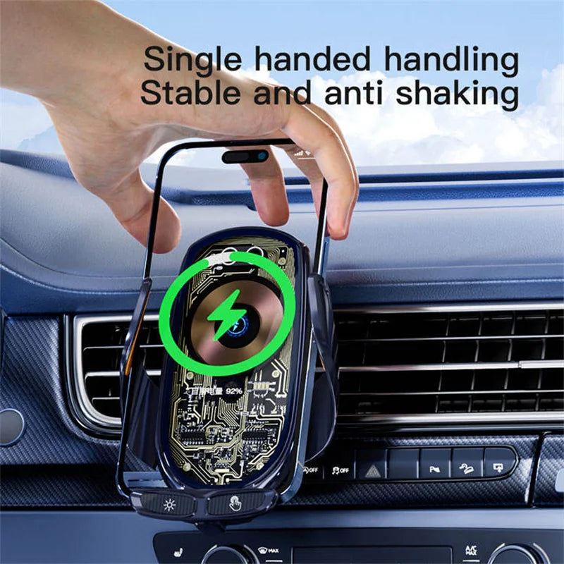 2023 New V6 High Quality Punk Style Fast Wireless Charging Mobile Phone Holder Mobile Installation Mobile Phone Charger 66W