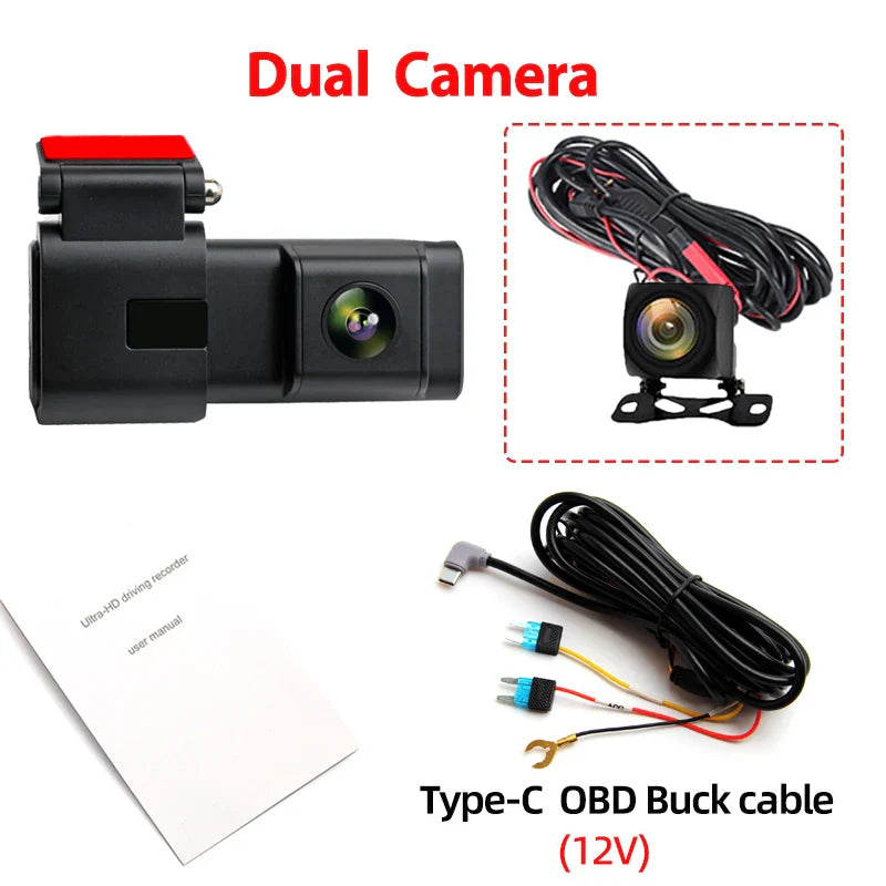 2K WiFi Dash Cam Night Vision and 1080P Rear Camera WDR Wide Angle 24H Parking Monitor Collision Sensor Car Road Camera Recorder