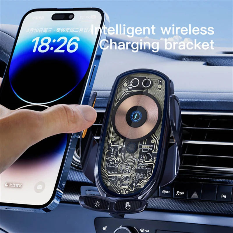 2023 New V6 High Quality Punk Style Fast Wireless Charging Mobile Phone Holder Mobile Installation Mobile Phone Charger 66W