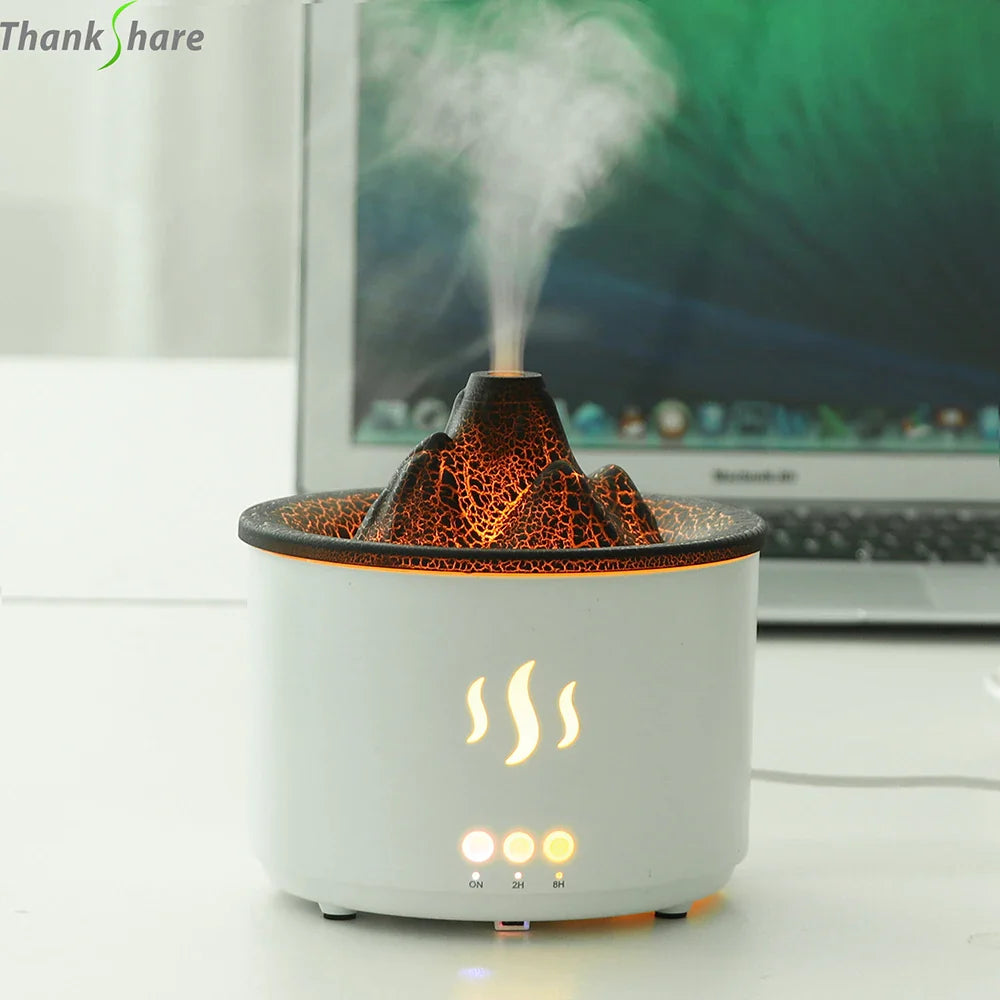 Flame Volcano Humidifier Aroma Diffuser Ultrasonic Mist Maker Fogger LED Essential Oil 500ml Home Diffuser With Remote Control