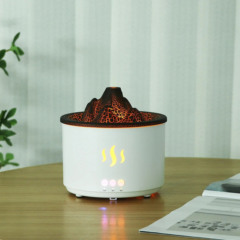 Flame Volcano Humidifier Aroma Diffuser Ultrasonic Mist Maker Fogger LED Essential Oil 500ml Home Diffuser With Remote Control