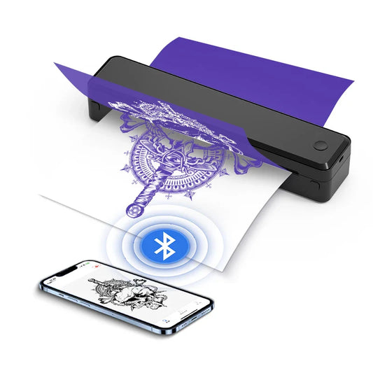 Mini Tattoo Stencil Printer Office Files Home Wireless Bluetooth A4 Thermal Printer Compatible with Android/iOS Phone Tablets&PC