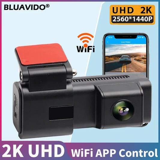 2K WiFi Dash Cam Night Vision and 1080P Rear Camera WDR Wide Angle 24H Parking Monitor Collision Sensor Car Road Camera Recorder